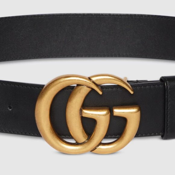 AUTHENTIC Gucci GG Marmont Double G Belt | Black Leather main image 5